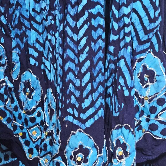 Riviera Sun Boho Blue Embroidered Sleeveless Dress Free Plus Size Sundress Midi - Picture 4 of 9